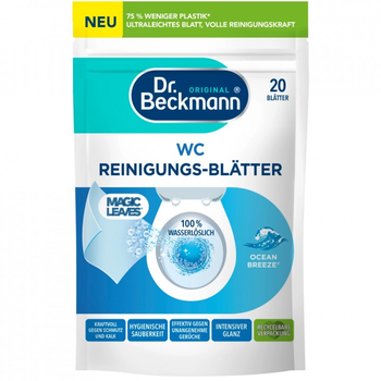 Средство для чистки унитаза Dr. Beckmann Magic Leaves Растворные салфетки Океанский бриз 20 шт. (4008455097114) (249131)