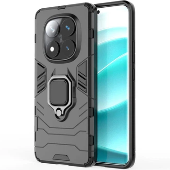 Противоударный чехол Transformer с кольцом для Xiaomi Redmi Note 14 Pro 4G (Черный / Soul Black) Epik (224954)