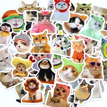 100 штук наклеек стикеров с котиками, с защитой от солнца, кото мемы, наклейки с котами, милые котики