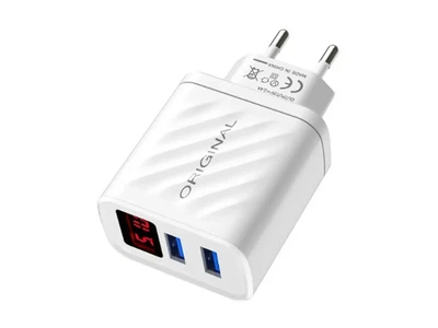 Зарядное устройство 220В 2,4А USBx2 LCD Original AR-220 с дисплеем и 2 USB разъемами