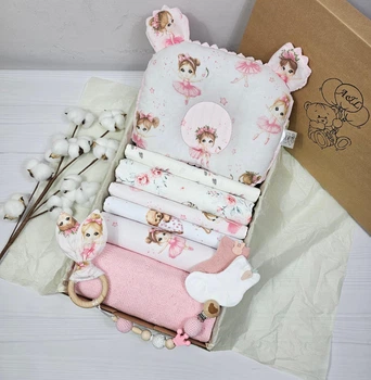 Набор для новорожденного: плед, пеленки, подушки и игрушки a.l.babybox Маленькая балерина
