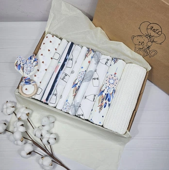 Набор для новорожденного: плед, пеленки и игрушки a.l.babybox Ловец снов
