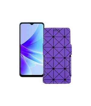Чохол-книжка з екошкіри для телефону OPPO A57e Фіолетовий ромб