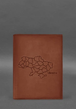 Обложка с картой Украины, натуральная кожа, для нотариального реестра, светло-коричневая(BB_30004839)