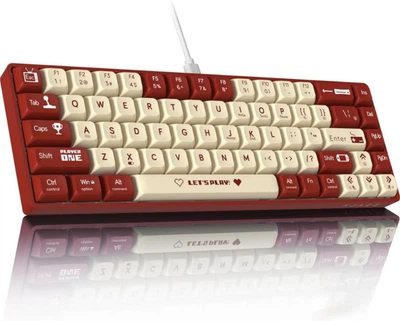 Клавіатура AJAZZ AK680 White-Red Ігрова Дротова Механічна, RGB, Red Switch