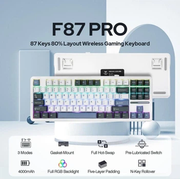 Клавиатура AULA F87 White-Blue Механичиская Игровая Безпроводная