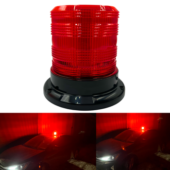 Автомобильный Led ДХО стробоскоп мигалка красного цвета 12-24 вольта на крышу авто с магнитами 12 СМ