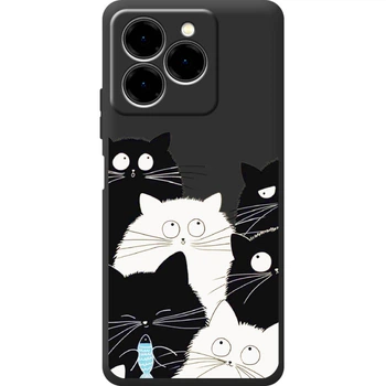 Силиконовый Черный Чехол с Картинкой для Ulefone Note 20 Pro Принт (Кошки) (65172-ysb005)