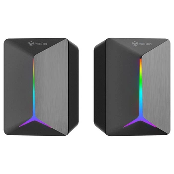 Акустика для ПК Meetion MT-SP2011, Wired Meetion Speaker, AUX + USB, 3W * 2, RGB, black