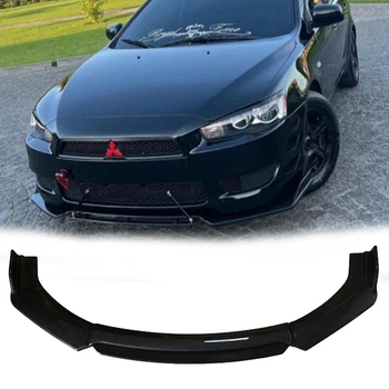 Пластикова губа на бампер Mitsubishi Lancer 10 молдинг бампера спідниця універсальна чорний.