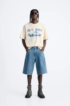 Шорти вільні джинсові Zara Baggy Fit 36 блакитний 5575/498/403