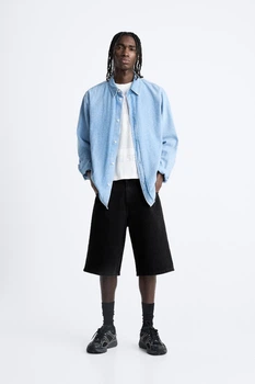 Шорти вільні джинсові Zara Baggy Fit 36 чорний 5575/498/800
