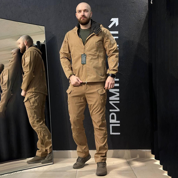 Тактичний полегшений костюм Vanguard Softshell Куртка з капюшоном + Штани койот розмір M
