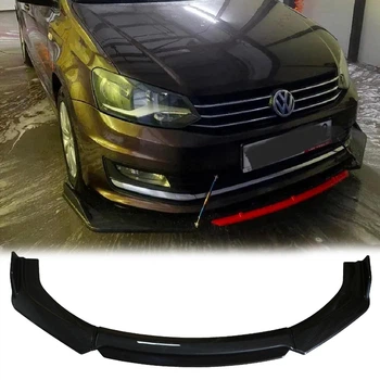 Пластикова губа на бампер Volkswagen Polo молдинг бампера спідниця універсальна чорний.