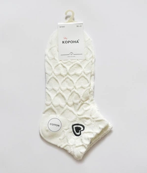Жіночі короткі шкарпетки Корона Heart, бавовна, білі, розмір 36-41