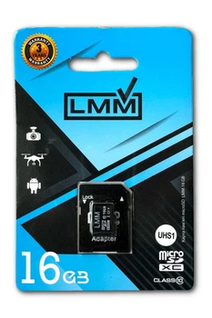 Карта пам'яті microSDHC 16GB клас 10 LMM з адаптером висока швидкість роботи захист даних