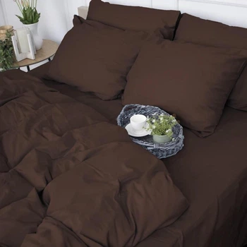 Простынь MirSon двуспальная 180x220 см 0211 Cacao Сатин Premium (2200001729766)