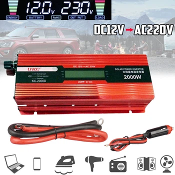 Преобразователь тока автомобильный UKC KC2000D AC/DC 2000W с LCD индикатором и USB Инвертор в машину 12/220В Красный