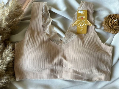 Безшовний топ з мереживом без кісточок Lavolle капучино one size