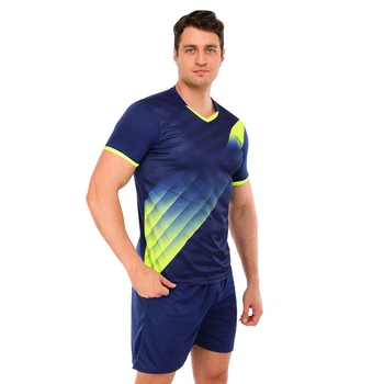 Форма футбольная мужская шорты + футболка SP-Sport 112 размер 2XL (48-50) рост 175-180см Deep Blue-Neon Green