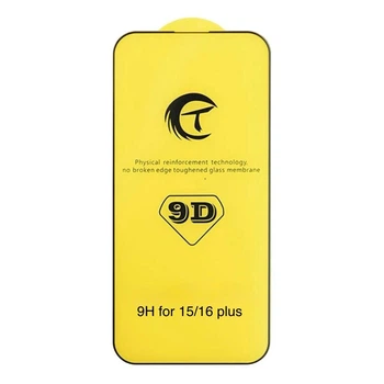 Защитное стекло для iPhone 15 Plus / 16 Plus 9D Black