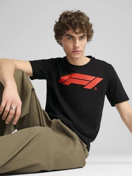 Футболка бавовняна довга чоловіча Puma Essentials 63326401 M Black з принтом (4067984467997)