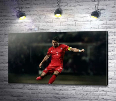 Картина Капитан португальской сборной – Криштиану Роналду (Cristiano Ronaldo) 100x56 см Модуль №1 (003257)