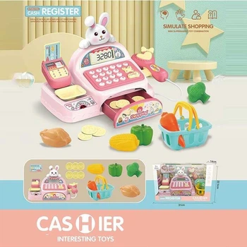 Кассовый аппарат деткий игровой с продуктами звуком и подсветкой калькулятором Interesting Toys, 997-19