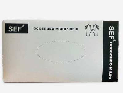 Особливо міцні нітрилові рукавички SEF чорні ЗАХИСНІ розміри S M L XL 10 штук