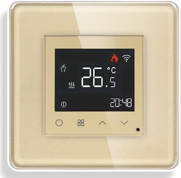 Стеклянный WiFi регулятор теплого пола 1DAL Золото, Сенсорный (G86D-TR.WF.GD)