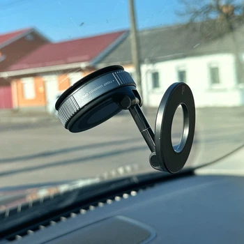 Автомобільний магнітний тримач для телефону з вакуумним кріпленням ЧОРНИЙ