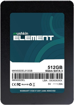 SSD диск Mushkin Element 512GB 2.5″ SATA III 3D NAND TLC (MKNSSDEL512GB)
