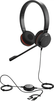 Słuchawki Jabra Evolve 30 II USB Type-C/Type-A Stereo MS Black-Red (5399-823-369)