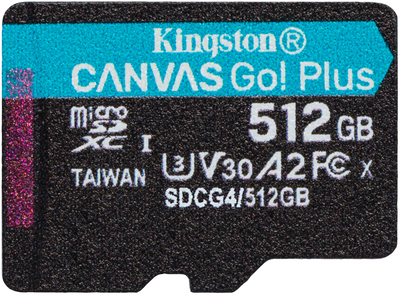 Карта памяти Kingston microSDXC 512GB Canvas Go! Plus G4 Class 10 UHS-I U3 V30 A2 (SDCG4/512GBSP)