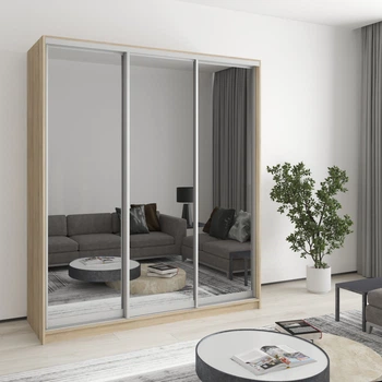 Шкаф-купе трехдверный MebelStar Стандарт AL 3 Зеркала 180x45x240 см Дуб сонома (MBS-1585)