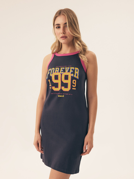 Нічна сорочка жіноча бавовняна Bloovii Forever 43063-59X L Темно-синя (5903972576892)