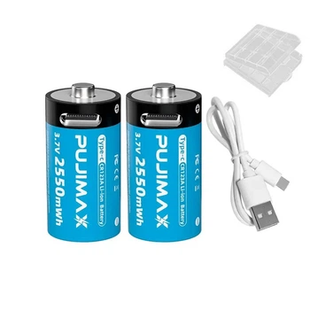 Акумуляторні батареї CR123A з USB TYPE-C 2550mWh 3.7V (2 шт + кабель + кейс), Синій (152960-2)