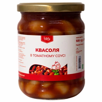 Фасоль в томатном соусе Lan в стеклянной банке, 500 г.