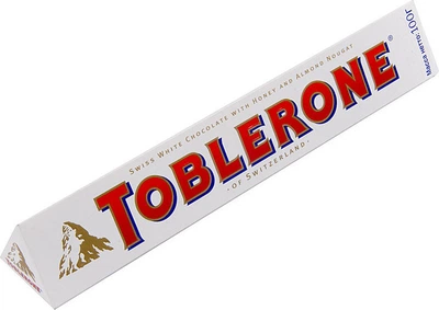 Шоколад TOBLERONE White Chocolane Almond Nougat Білий Мигдальна Нуга, 100 г