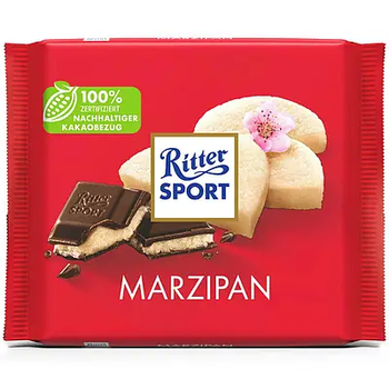 Шоколад чёрный Ritter Sport с марципаном, 100 г