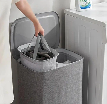 Раздельная корзина для белья HomePlus TOTA, 50 л, Cерая