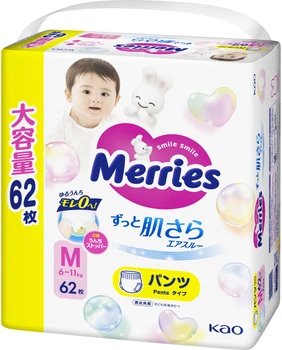 Трусики-подгузники Merries UJ Размер M 6-11 кг 62 шт (4901301442949)