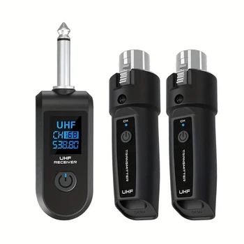 Двойной беспроводной микрофонный адаптер XLR конвертер 2.4G UHF передатчик и приемник для динамических и конденсаторных микрофонов 48V 50 м
