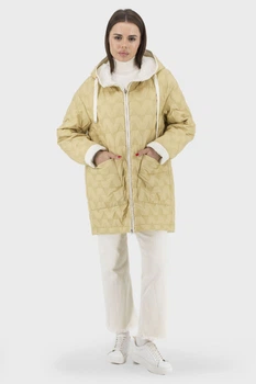 Жіноча стьобана куртка casual з капюшоном на блискавці, синтепон Snow Owl (гірчичний, 4XL), 44569, 24986