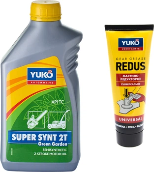 Набор Моторное масло Yuko Super Synt 2T Green Garden 1 л + Смазка редукторная Yuko Redus Universal для Мотокосы 100 г (4820070241594+4820070244014)