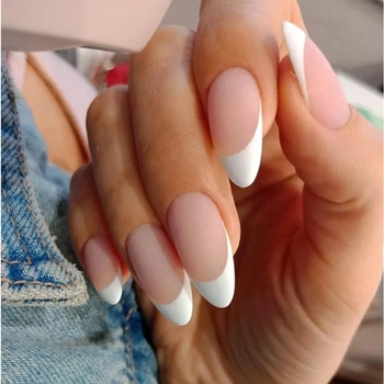 Накладні нігті Nail матовий френч, форма мигдаль, середні, 24 шт