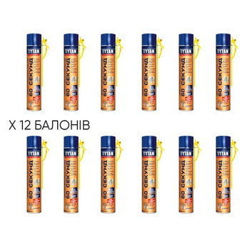 Пена-клей монтажная TYTAN Professional 60 секунд быстрый универсальный 750 мл 12 баллонов