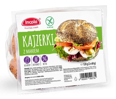 Булочки белые без глютена с семенами мака Кайзерки INCOLA 120 г