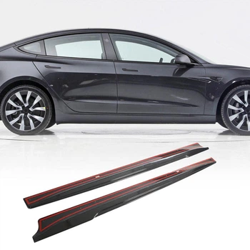 Накладки на пороги Сухой карбон V1 (2023-2025) для Tesla Model 3