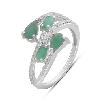 Срібна каблучка з натуральним смарагдом 1.792ct, вага виробу 2,59 гр (2179955)
